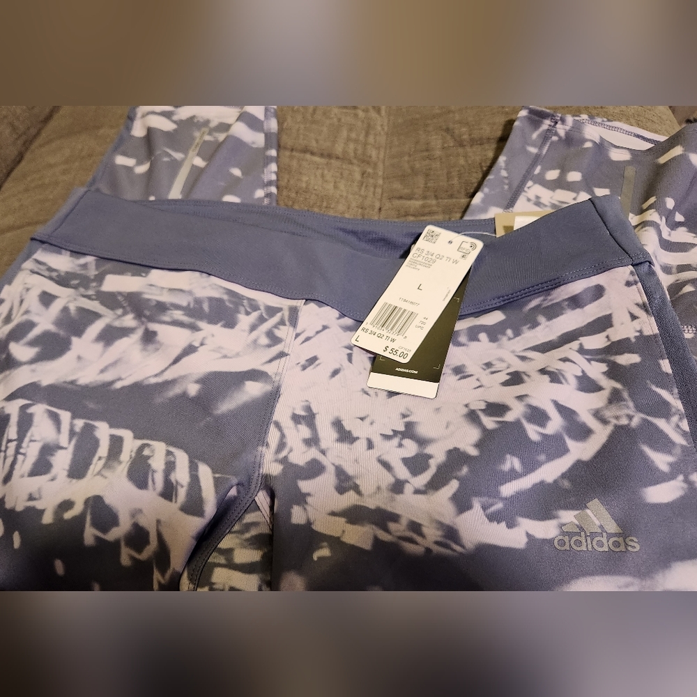 NWT Adidas Women's 3/4 Stretch Pants size Large  Purple greyish=light pink
